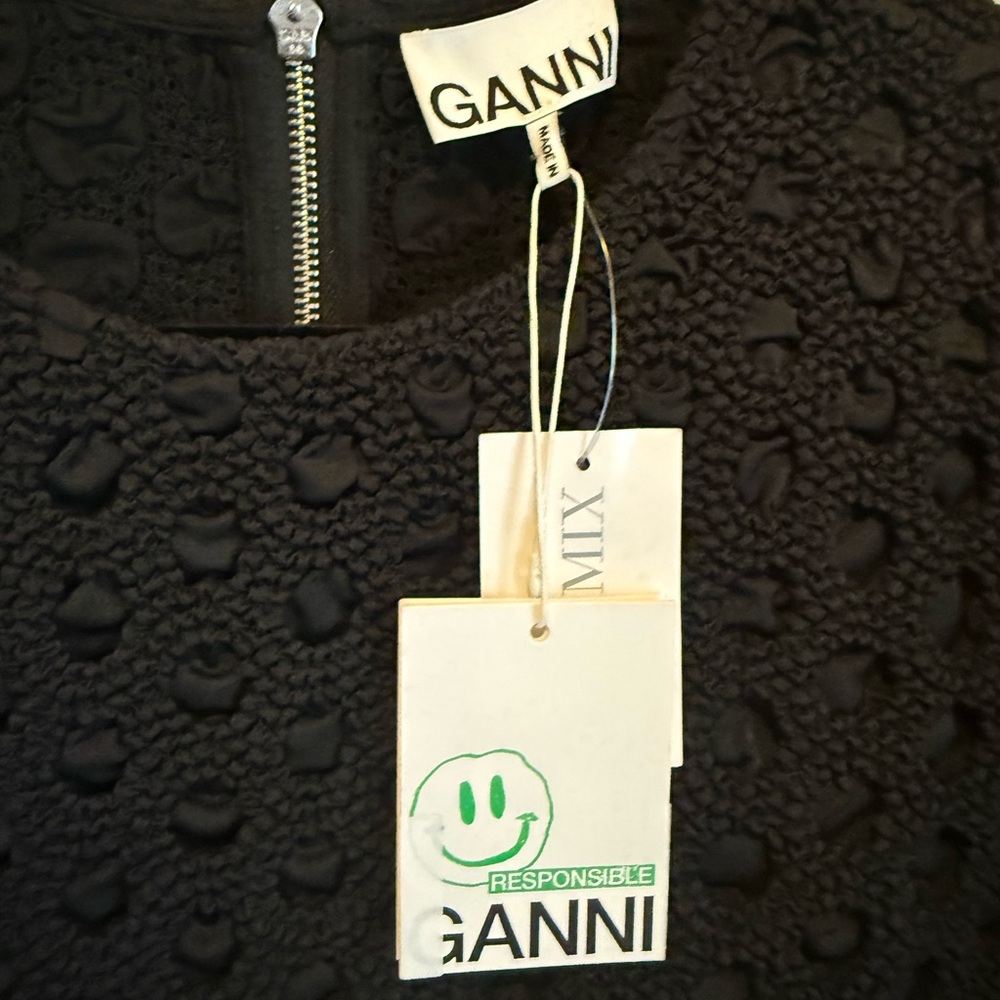 GANNI Black Smocked Top with beads - Picture 5 of 7